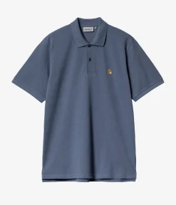 Carhartt WIP Chase Puque Polo-Shirt (dusky blue gold)