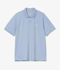 Carhartt WIP Script Garment Wash Polo-Shirt (blue fog white)