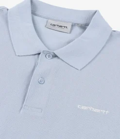 Carhartt WIP Script Garment Wash Polo-Shirt (blue fog white)