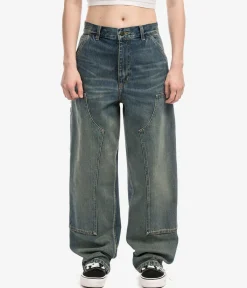 Carhartt WIP W' Brandon Double Knee Pant Smith Jeans women (blue worn used wash)