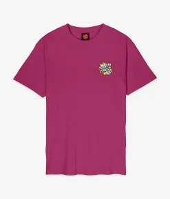 Santa Cruz Flaming Dice Dot Chest T-Shirt (burgundy)