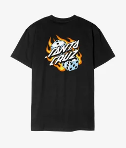 Santa Cruz Flaming Dice Dot Chest T-Shirt (black)