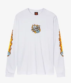 Santa Cruz Flaming Dice Dot Front Longsleeve (white)